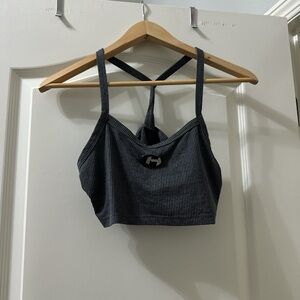 Women's Gray Ribbed Bralette